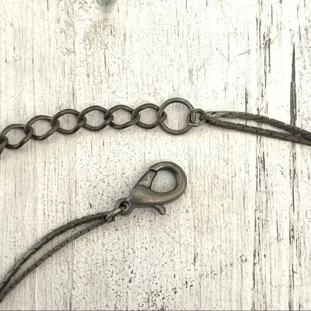 Grey double strand dainty beaded necklace